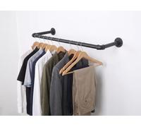 Suyak Industrial Pipe Clothing Rail Wall Mounted, Heavy Duty Black Metal Garment Rack, Space-Saving Hanging Clothes Rod for Bedroom, Laundry, Retail & Closet (85 cm)
