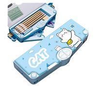 SUYGGCK Pencil Case Large Capacity Deformation Multifunctional Pencil Case Cartoon Pencil Box Primary School Boy Pen Bags Pop Out Pencil Case Kids Stationery Organiser-Blue A
