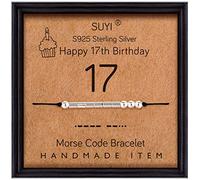 Suyi 17th Birthday Gifts for Girls Morse Code Bracelet Sterling Silver Bracelet Birthday Jewelry 17 Year Old Graduation Gifts for Her 17