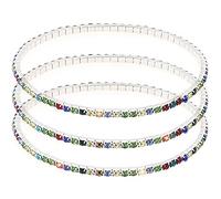 Suyi Crystal Ankle Bracelet for Women Diamond Tennis Stretch Anklets Elastic Foot Chain 3PcsMultiColor