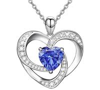 Suyi December Birthstone Necklace Heart Sterling Silver Necklace Birthday Gift Birthstone Jewelry for Women