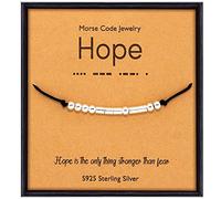 Suyi Hope Morse Code Bracelet Inspirational Gifts for Women Her Sterling Silver Beads Bracelet for Friendship Daughter Girlfriend Hope