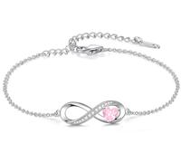 Suyi Infinity Bracelet for Women Cubic Zirconia Friendship Bracelets Pink