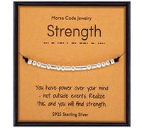 Suyi Morse Code Bracelet for Women Girls Inspirational Sterling Silver Bead Bracelet Gifts for Sister Daughter Friend Mother Wife Strength