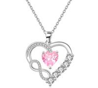 Suyi Silver Heart Necklace Infinity Love Necklaces Valentine's Day Pendant Necklace Pink