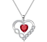 Suyi Silver Heart Necklace Infinity Love Necklaces Valentine's Day Pendant Necklace Red