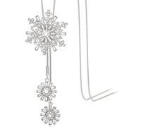 Suyi Trendy Crystal Long Necklace All-Match Style Shining Clothing Sweater Chain Snowflake Silver 1