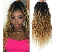 SuyiIRL 18 Inch Crochet Dread Curly Lace Hair Extensions for Women Soft Bohemian Style Synthetic Braids Hair Extensions 1B/27