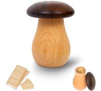 Suyka Mushroom Toothpick Holder with 250 Bamboo Toothpicks - Funny Kitchen Decor, Cute Toothpick Dispenser for Home, Dining Table, Housewarming Gifts New Home, Wooden Mushroom Decoration