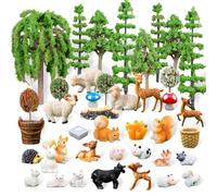 Suynauetev 51 pcs Fairy Garden Accessories Fairy Garden Model Trees Forest Animals Mini Ornaments for Christmas Decorations Micro Landscape Decor