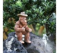 SUYNYBHF Funny Bigfoot Fishing Statue Resin Bigfoot Savage Statue Sasquatch Sculpture Indoor/Outdoor Garden Statue Decorations Pond, Pool Lawn Courtyard Decoration Sasquatch Gifts for Men/Women