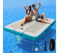 SUYOCHIC 8FT x 6FT Inflatable Dock with Non-Slip EVA Surface, Inflatable Floating Dock Floating Platform, Floating Raft Island Water Mat Lake Floats for Pool Beach Ocean