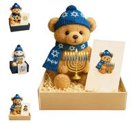 SUYOIKHGMN Hanukkah Emotional Support Plush Toy, Mini Bear and Rabbit Hug Doll: Faith, Light, and Joy-In Every Hug