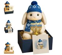 SUYOIKHGMN Hanukkah Emotional Support Plush Toy, Mini Bear and Rabbit Hug Doll: Faith, Light, and Joy-In Every Hug