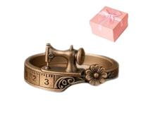 SUYOIKHGMN Sewing Machine Themed Jewelry Sets Vintage Sewing Machine Theme Bracelet and Ring Set, made of antique bronze alloy with measuring tape detail