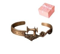 SUYOIKHGMN Sewing Machine Themed Jewelry Sets Vintage Sewing Machine Theme Bracelet and Ring Set, made of antique bronze alloy with measuring tape detail