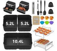 Suyoo Hot Air Fryer Accessories for Ninja Foodi Flexdrawer AF500EU 10.4 L, 1 x 10.4 L and 2 x 5.2L Silicone Mould and Other Dual Zone Airfryer Ninja Airfryer Accessories