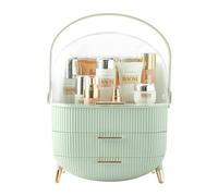 Suyoo Makeup Organiser Storage Box, Make up Display Case with Cover, Dust Proof Waterproof Cosmetics Storage Box Suitable for Bathroom Countertop and Bedroom Vanity Dresser (Light Green)