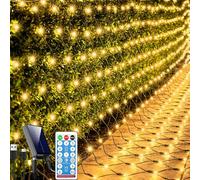 Suyoo Solar Net Lights Outdoor 2 X 3 Meters 192 LED Mesh Fairy Lights, IP65 Waterproof, 8 Modes Remote Control Dimmable, Auto On/Off Memory for Garden Fence Bushes Christmas Wedding Decor Warm White