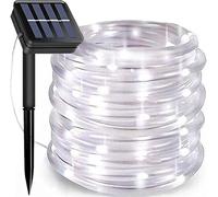 Suyoo Solar Rope Lights Outdoor Waterproof, 12M 100LED LED Tube String Lights, 8 Modes IP65 Solar Powered Fairy Lights for Garden Patio Party Halloween Christmas Decor White