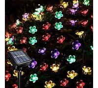 Suyoo Solar String Lights Outdoor Waterproof LED Fairy Lights, 8 Modes Lights for Garden Christmas Party Decorations (Multi-Colour, 12M-Blossom Light)