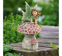 Suyorpe Garden Fairy Decor for Outside, Fairy Garden,Flower Fairy Outdoor Statue,Solar Powered Resin Ornaments,Patio Lawn Yard Porch, Garden Fairy Figurines for Home Garden Gifts,8.66inches Tall