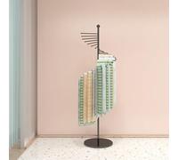 SUYUDD Commercial Scarf Display Rack Metal Floor Standing Pivoting Scarf Stand - Belt Shawl Hanger Hijab Organizer for Clothing Store, Space Saving Shelves