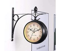 SUYUDD Double Sided Wall Clock, Garden Clocks Outdoor Waterproof Retro Stand Clock Paddington Station Wall Clock Vintage Antique-Look Bracket Indoor