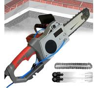 SUYUDD Handheld Brushed Chainsaw, Electric Concrete Chain Saw, Diamond Chain Wall Cutte with Water Fed Dust Suppression, 2 Chains/2 Guide Bar, for Granite, Reinforced Concrete,Depth 35cm/48cm