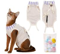 SUYUKU Cat Recovery Suit for Post Surgery Care Kitten Breathable Body Suits for Alternative Elizabethan Collar Cats Onesie Surgery Bodysuit Pajama Clothing (Purple, S)