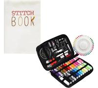 SUYUKU DIY Embroidery Stitch Book Embroidery Kit for Beginners Hand Embroidery Stitch Floral Pattern Fabrics Sewing for Beginners Adult (Embroidery Book +Sewing kit Box Color A)
