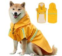 SUYUKU Dog Raincoat Reflective Stripes Waterproof Dogs Raincoat Lightweight Dog Poncho for Dog Walking Small Medium Large Dogs Dog Coats Adjustable (Yellow, M)