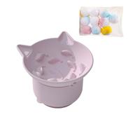SUYUKU Elevated Slow Feeder Cat Bowl Prevent Neck Pain Feeding Cat Silicone Bowl Anti Vomit Cats Bowls with Stand Tilted Cat Water Bowl Food Bowls Toy Ball for Cats Puppy Dogs (Pink)