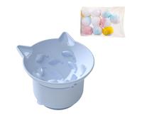 SUYUKU Elevated Slow Feeder Cat Bowl Prevent Neck Pain Feeding Cat Silicone Bowl Anti Vomit Cats Bowls with Stand Tilted Cat Water Bowl Food Bowls Toy Ball for Cats Puppy Dogs (Blue)