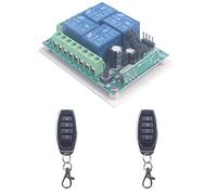 SUYUKUFU 24V 4 Channel Wireless Remote Control Switch Transmitter Receiver Momentary Toggle Switch 433MHz Garage Door Motor Window Openr Parts (24V-2* Remote Control)