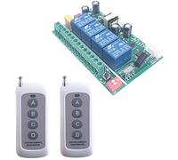 SUYUKUFU AC 85V 220V 250V 4CH Wireless Control Relay Switch 433MHz 4 Channel Wireless Switch Receiver 2 Transmitters Garage Doors Window Motor 240V Remote Relay Switch (1 Receiver with 2 Transmitters)