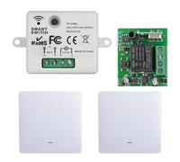 SUYUKUFU Wireless Light Switch Wall Panel RF Safety Code, AC 220V 85V-240V Remote Control Light Relay Switch Receiver for Electric Appliance, No Wiring Easy to Install (1 Receiver with 2 Wall Panels)