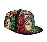 Suyxkop Jamaican Reggae Rasta Baseball Cap Snapback Flat Bill Hip Hop Hat Adjustable Visor Cap for Men Women, Rasta Lion Jamaican Reggae Love.., One size