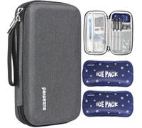 suzamed Insulin Cooler Travel Case,EVA Insulation Travel Medicine Kit with 2 Ice Packs for Diabetes Care,Insulin Pen and Other Diabetic Supplies (Dark gray)