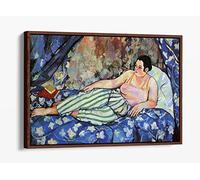 Suzanne Valadon, The Blue Room Famous Painting Canvas Floater Frame Print Picture Art - Walnut Frame 24 inch wide x 16 inch high