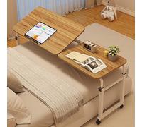 SUZEPER Adjustable Tilt Overbed Desk with Wheels, Adjustable Height Over The Bed Table,Standing Laptop Desk,Tiltable Tabletop,for Bedroom Work(47" W, Brown)