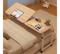 SUZEPER Adjustable Tilt Overbed Desk with Wheels, Adjustable Height Over The Bed Table,Standing Laptop Desk,Tiltable Tabletop,for Bedroom Work(47" W, Natural)