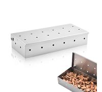 SUZEYEN BBQ Smoker Box for Wood Chips - Heavy Duty Stainless Steel Smoking Box with Hinged Lid, Compatible with Gas & Charcoal Grills, Adds Rich Smoky Flavor to Meat, Fish & Veggies - 1000ml Capacity