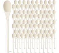Suzile 100 Pcs 8 Inch Wooden Spoons Bulk Gifts for Mom Cooking Kitchen Wooden Serving Spoons for Crafts Oval Sauce Soup Stirring Ladle for Kitchen Baking Mixing Serving