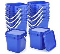 Suzile 10pcs 2.2 Gallon Square Bucket with Lid Food Grade Plastic Bucket 10L Utility Industrial Pail with Handle Container for Food Oil Tub Water Fishing Paint House Cleaning Car Washing (Blue)