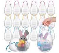 Suzile 18 Pcs Giant Easter Eggs 10 Inch Jumbo Fillable Eggs Shaped Baskets with Handles Plastic Extra Large Easter Containers Stands Upright for Holiday Hunt Decoration
