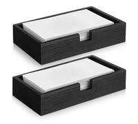 Suzile 2 Pack 2 Inch Tall Black Wood Guest Towel Holder Tray, Bathroom Napkin Holder, Large Capacity Paper Hand Towel Basket for Table Desk Home Toilet Tank Topper Hotel Toilet Tank Kitchen Restaurant