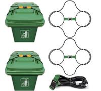 Suzile 2 Pcs Trash Can Lock Heavy Duty Trash Can Lid Lock Garbage Can Lock Garbage Can Holders for Outside Trash Can Bungee Cord for 30-50 Gal Trash Cans Dogs Raccoon Squirrel Bear Outdoor (Green)
