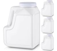 Suzile 4 Pcs 1.25 Gallon White HDPE Plastic Gallon Jar with Handle and Airtight Lid Square Empty Storage Containers and Jugs Wide Mouth Gallon Jugs for Home Restaurant Residential Commercial Use