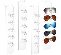Suzile 4 Pcs 5 Tier Sunglasses Holder for Slatwall, 3.2 W x 17.5 H in Acrylic Clear Wall Mounted Eyeglass Holder with Removable Nose Feature Slatwall Accessories Organizer for Shop Home Storage
